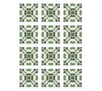 Panorama Stickers Carrelage Adhésif Cuisine - 72 Pièces de 10x10 cm Mosaïque Hydraulique Orientale Vert - Adhésif en Vinyle