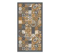 Panorama Tapis Vinyle - Modèle Carreaux Ciments Cuisine Orange 100x140 cm - Différentes Tailles - Deco Maison, Cuisine, Chambre et Exterieur