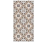 Panorama Tapis Vinyle - Modèle Carreaux Ciments Fleur Brun 200x200 cm - Différentes Tailles - Deco Maison, Cuisine, Chambre et Exterieur