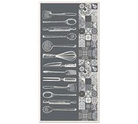 Panorama Tapis Vinyle - Modèle Cuisine Utensile Cuisine Gris 60x110 cm - Différentes Tailles - Deco Maison, Cuisine, Chambre et Exterieur