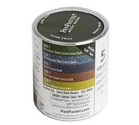 PANPASTEL Set de 5 couleurs de pastel sec, 9ml chacune, utilisable avec fuseau, crayon, marqueur, peinture + assortiment d’outils Sofft - Set Ultra-sombres