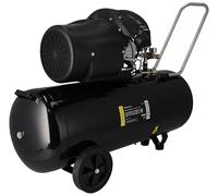 PANSAM Compresseur à air lubrifié 100 L, bicylindre en V 2300 W, 8 bar, débit d’air 412 l/min, compresseur d’atelier avec 2 manomètres, 2 raccords rapides, roues de transport et poignée