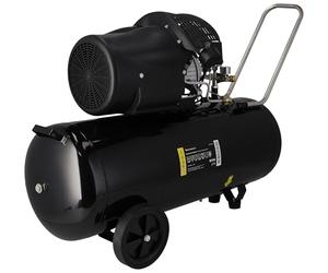 PANSAM Compresseur à air lubrifié 100 L, bicylindre en V 2300 W, 8 bar, débit d’air 412 l/min, compresseur d’atelier avec 2 manomètres, 2 raccords rapides, roues de transport et poignée