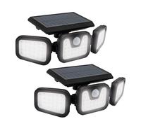 Panta TrioSolar Lot de 2 lampes solaires d'extérieur LED avec capteur - Lampe solaire à économie d'énergie avec batterie puissante - 74 LED et 600 lumens de luminosité - Avec détecteur de mouvement,