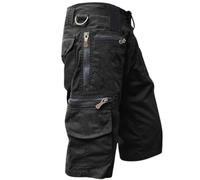 Pantalon 3/4 pour homme - Bermuda - Multi poches - Short d'été en coton - Pantalon de travail - Taille élastique - Décontracté - Léger - Pantalon de sport - Pantalon de travail - Pantalon de randonnée