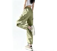 Pantalon cargo à séchage rapide pour femme - Pantalon de randonnée taille haute avec poches à fermeture éclair - Pantalon léger pour le travail en plein air - Taille S à XXL (vert militaire, XL)