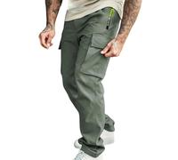Pantalon cargo de randonnée pour homme - Taille élastique - Jambe droite - Pantalon de travail durable et respirant - Séchage rapide - Extensible - Pantalon cargo d'été tendance pour le travail et le