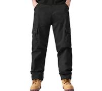 Pantalon cargo d'hiver doublé en polaire pour homme, pantalon de travail épais et chaud avec 6 poches pour l'extérieur, la course à pied, la randonnée, par temps froid, coupe ample, Noir , XL