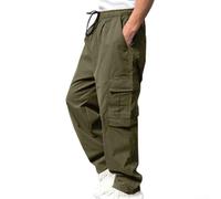 Pantalon cargo extensible pour homme 95 % polyester coupe confortable | Tissu à séchage rapide, utilitaire multi-poches, jambe droite, adapté pour la rue et le travail (vert, taille 3XL)