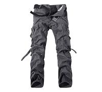 Pantalon Cargo Homme Pantalon Battle Militaire Travail Randonnée Large Pants Multipoches Pantalon Armée Baggy Stretch Slim Ville Décontracté Trekking Fuselé Vintage Sport Regular Skinny Gris 36