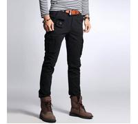 Pantalon Cargo Militaire Homme Multi-Poches Slim Fit Pantalon De Travail Exterieur En Coton Couleur Unie - Noir 44