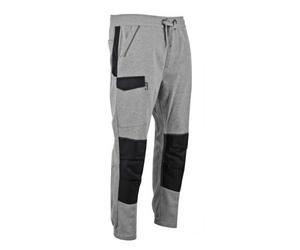 Pantalon jogging molleton élastique CRYPTO - Gris chiné / Noir - LMA - 1782