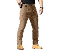 Pantalon tactique pour homme résistant à l'eau avec plusieurs poches, cargo, extensible, séchage rapide, Ripstop, pantalon de travail, pantalon de combat, pantalon cargo de travail, doré, XXL