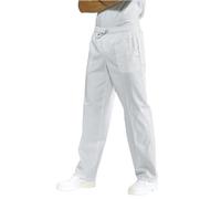 Pantalons de travail, pour cuisinier, cuisine, pizzaiolo, boulanger, infirmier, pâtissier, alimentaire, unisexe, 100% fabriqué en Italie, Blanc, L