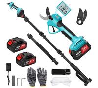 panthem Sécateur de jardin télescopique à batterie 2 en 1, compatible avec Makita 18 V, charge maximale jusqu'à 4,1 m, ouverture de coupe 43 mm, moteur sans balais avec 2 batteries de 4000 mAh