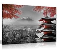 Panther Print, Art mural sur toile, images encadrées pour salon et chambre à coucher, temple japonais en automne, noir, blanc et rouge, impressions pour occasions spéciales (76,2 x 50,8 cm)
