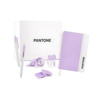 PANTONE™ Pastel Gift Box - Kit de Papeterie et Fourniture Scolaire avec Correcteur Blanc à Ruban 10mt, Stylo Bille Gel Noir 0.7 mm 4 Pièces, Taille Crayon avec Reservoir, Cahier de Note et 2 Gommes