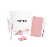 PANTONE™ Pastel Gift Box - Kit de Papeterie et Fourniture Scolaire avec Correcteur Blanc à Ruban 10mt, Stylo Bille Gel Noir 0.7 mm 4 Pièces, Taille Crayon avec Reservoir, Cahier de Note et 2 Gommes