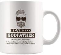 Panvola 'Bearded Godfather Definition ' Tasse de filleul filleule baptême baptême fête des pères appréciation tasse à café en céramique 11 oz blanc nouveauté Drinkware