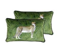 Paoletti Cheetah Forêt Plumes Coussins obturées (Twin Pack), Polyester, Vert