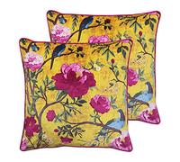 Paoletti Chinoiserie Twin Pack Polyester Rempli Coussins, Or, 50 x 50cm