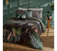 Paoletti Chuan Ensemble De Housse De Couette - Réversible Botanique Floral Panda avec Bord Passepoilé Literie De Luxe (Nuit - King UK Standard - 230x220cm)