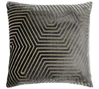 Paoletti Coussin Evoke en Velours et Polyester - Coussin décoratif carré Luxueux à Motif Chevron (Anthracite - 45x45cm)