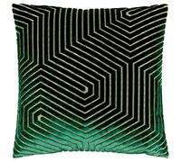 Paoletti Coussin Evoke en Velours et Polyester - Coussin décoratif carré Luxueux à Motif Chevron (Émeraude - 45x45cm)