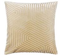 Paoletti Coussin Evoke en Velours et Polyester - Coussin décoratif carré Luxueux à Motif Chevron (Ivoire - 45x45cm)
