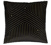 Paoletti Coussin Evoke en Velours et Polyester - Coussin décoratif carré Luxueux à Motif Chevron (Noir - 45x45cm)