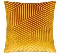 Paoletti Coussin Evoke en Velours et Polyester - Coussin décoratif carré Luxueux à Motif Chevron (Or - 45x45cm)