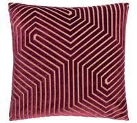 Paoletti Coussin Evoke en Velours Garni de Plumes - Coussin décoratif carré Luxueux à Motif Chevron (Bordeaux - 45x45cm), Bourgogne