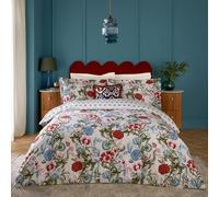 Paoletti Ensemble de Couette Florale Réversible Seventy Three Ishana - Groseille/Bleu Français - Super King