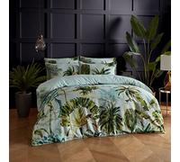 Paoletti Forsteriana Palms Ensemble De Housse De Couette - Réversible Aquarelle Tropicale Jungle Palmier Literie De Luxe (Multicolore - King UK Standard - 230x220cm)
