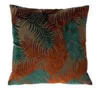 Paoletti Housse de Coussin en Velours Bleu Sarcelle/Rouille 50 x 50 cm