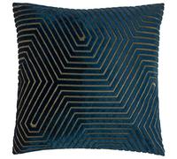 Paoletti Housse de Coussin Evoke en Velours - Housse de Coussin carrée décorative Luxueuse à Motif Chevron (Bleu Marine - 45x45cm)
