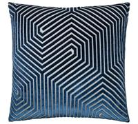 Paoletti Housse de Coussin Evoke en Velours - Housse de Coussin carrée décorative Luxueuse à Motif Chevron (Bleu Marine - 55x55cm)