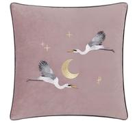 Paoletti Moonlit Flight Coussin rempli de Plumes en Velours brodé - Rose poussiéreux - 45x45 cm