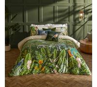Paoletti Odisha Ensemble De Housse De Couette - Réversible Botanique Exotique Éléphant avec Bord Passepoilé Literie De Luxe (Jungle - Double - 200x200cm)