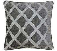 Paoletti Riva Hermes Housse De Coussin - Gris Graphite - Tissu Chenille - Réversible Géométrique Diamant - Soutache Braid Edges - 100% Polyester - 45 X 45 Cm (18" X 18" Pouces) - Conçu Au Royaume-Uni
