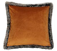 Paoletti Riva Kiruna Coussin Carré Plein - Rouille Orange Velvet Look and Feel - Fausse Fourrure Bordures - Réversible - Fermeture Cachée Zip - 100% Polyester Cas - 45 X 45 Cm (18" X 18" Pouces)