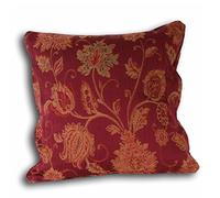 Paoletti Riva Zurich Housse De Coussin - Bourgogne Rouge - Conception Décoration Florale Jacquard - Canalisé Edges - Réversible - 100% Polyester - 55 X 55 Cm (22" X 22" Pouces) - Conçu Au Royaume-Uni