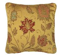 Paoletti Riva Zurich Plume Rempli Coussin Jaune - Conception Florale Décorative Jacquard - Canalisé Edges - Réversible - 100 Cas (18" X 18" Pouces) - Conçu Au Royaume-Uni, Polyester, Or, 45 X 45 Cm