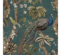 Aqua Multi Rouleau Papier Peint Paon Bois Oiseaux Feuilles Fleurs Holden 13682
