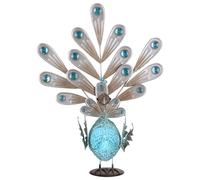 Paon solaire lumière décorative lampe solaire paon lumière extérieure figure animale solaire, pierres décoratives en métal, IP44, LED 0,06W, LxlxH 38x21,3x56,8 cm