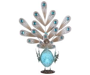 Paon solaire lumière décorative lampe solaire paon lumière extérieure figure animale solaire, pierres décoratives en métal, IP44, LED 0,06W, LxlxH 38x21,3x56,8 cm