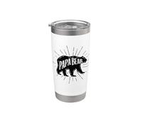 Papa Bear Vintage Sunburst Dad Daddy Papo Fathers Day Gobelet isotherme en acier inoxydable double paroi