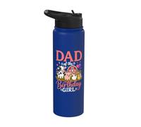 Papa de la fille d'anniversaire animaux de la ferme mignons Stainless Steel Insulated Water Bottle
