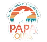 Papa Ours Fête des Pères Idée Cadeau Humoristique Avec Fils Ou Fille Autocollant Sticker