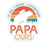 Papa Ours Fête des Pères Idée Cadeau Humoristique Avec Fils Ou Fille Autocollant Sticker